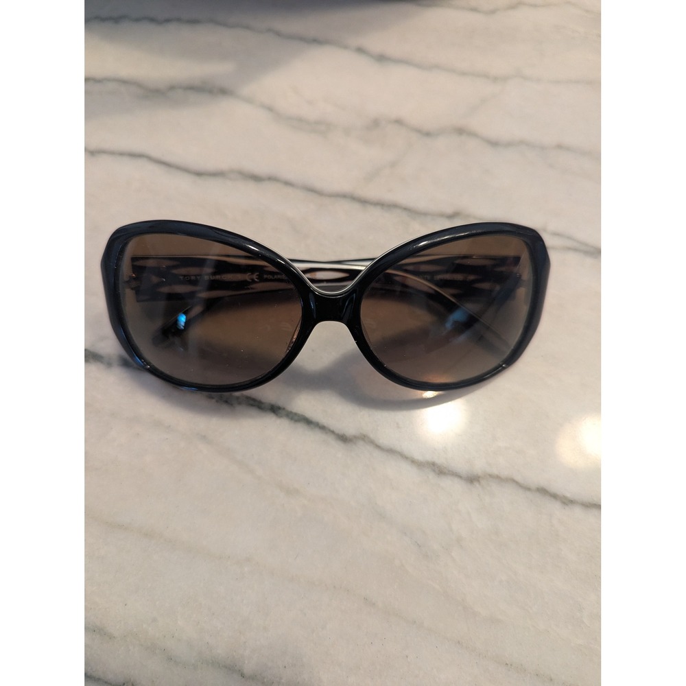 Tory Burch TY7019 Polarized Sunglasses Black Geometric Print Butterfly 58mm